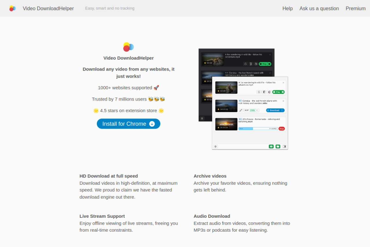 Screenshot of Downloadhelper