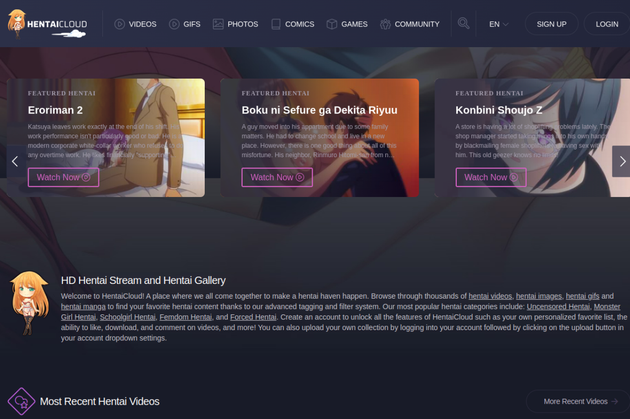 Screenshot of Hentaicloud