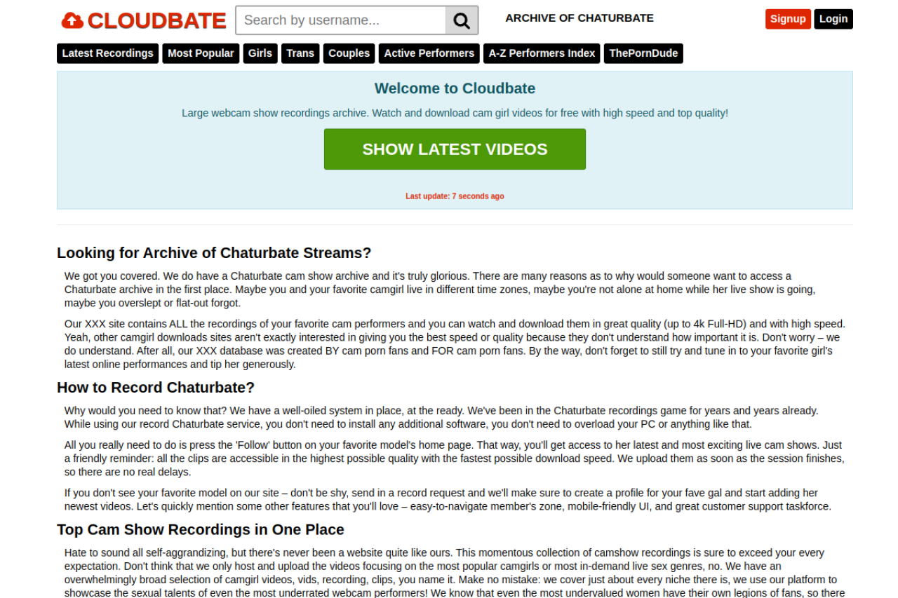 Screenshot of Cloudbate
