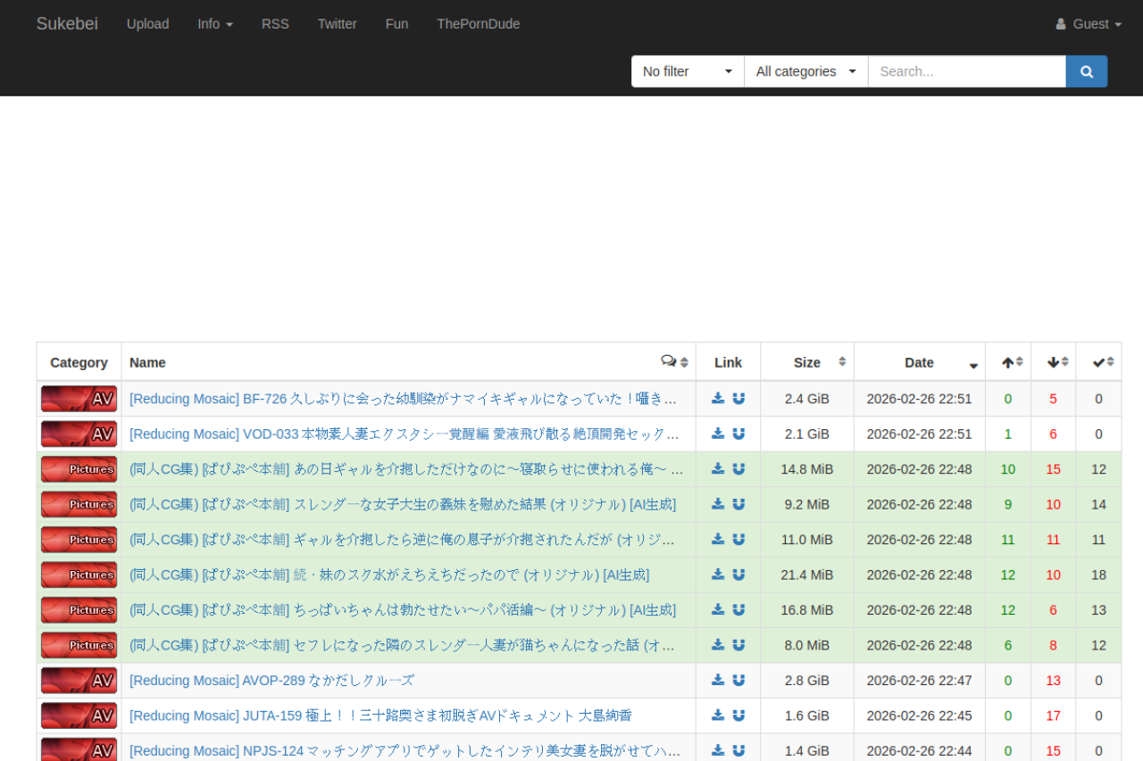 Screenshot of Sukebei nyaa
