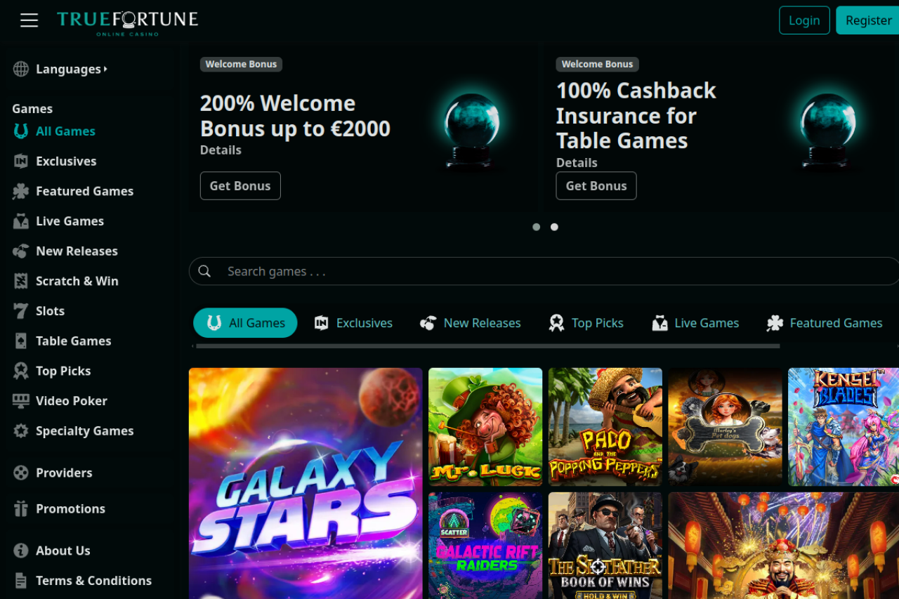 Screenshot of True fortune casino