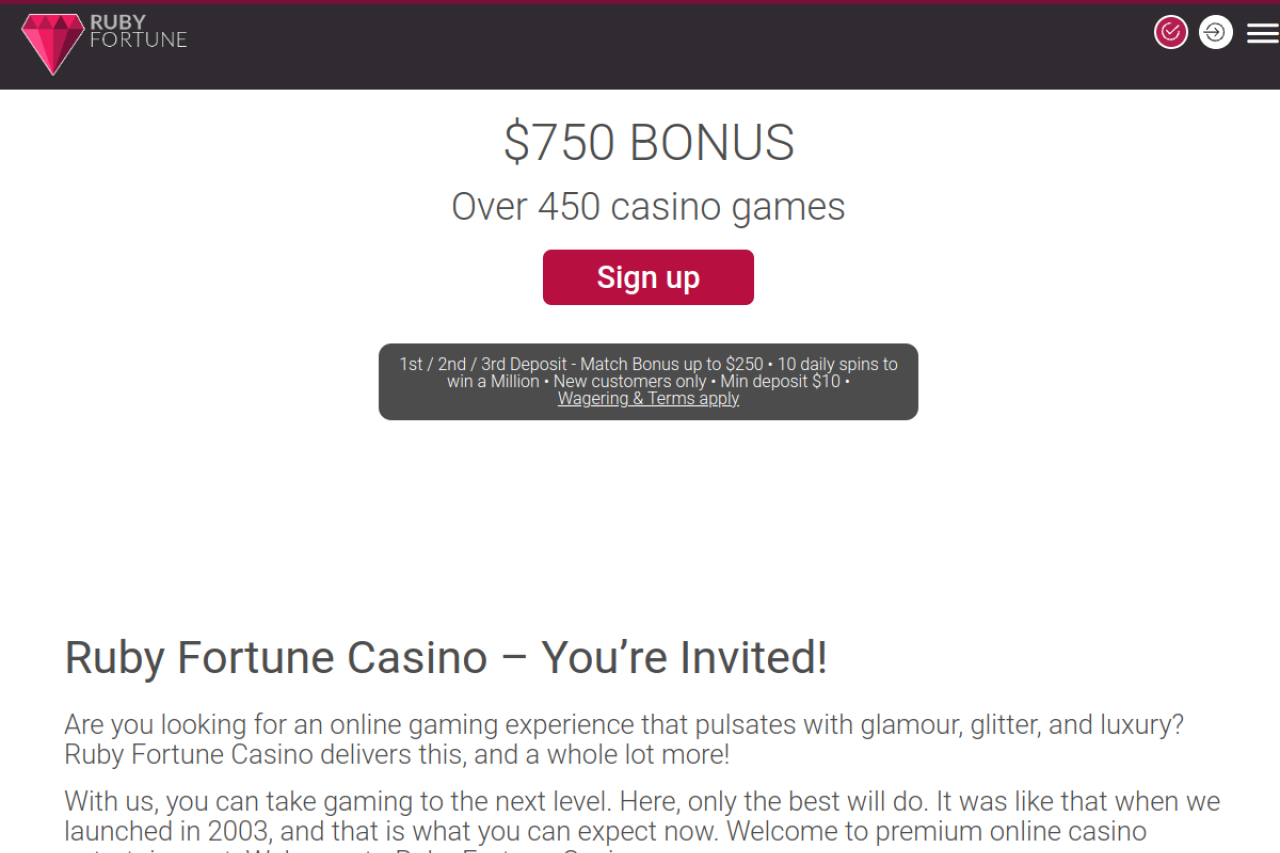 Screenshot of Ruby fortune casino