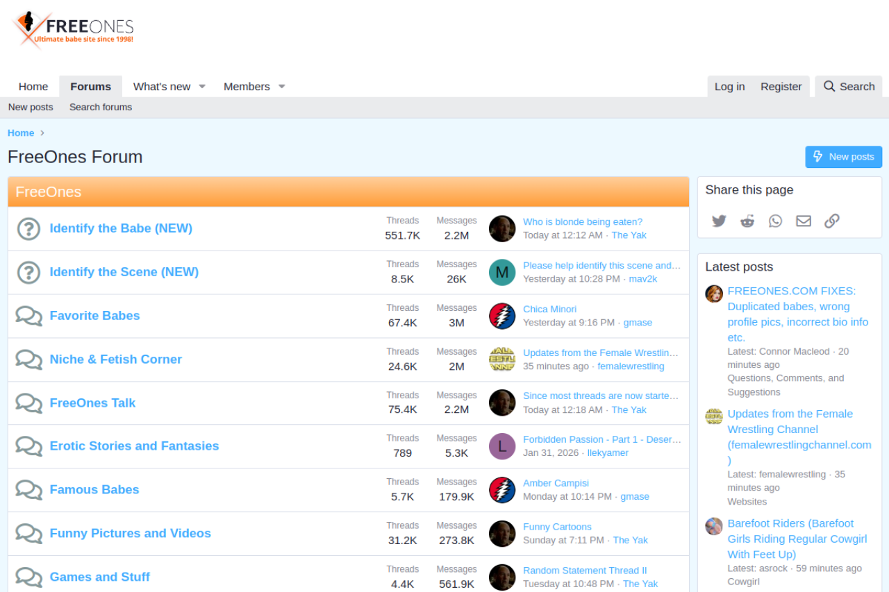 Screenshot of Freeones board