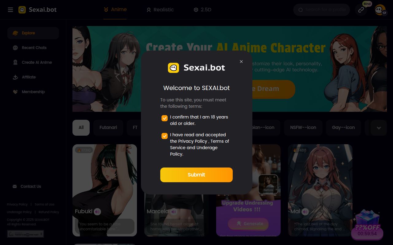 Screenshot of Sex ai bot