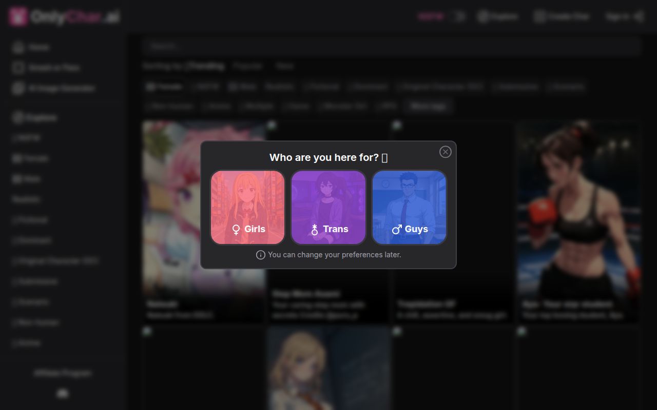 Screenshot of Onlychar