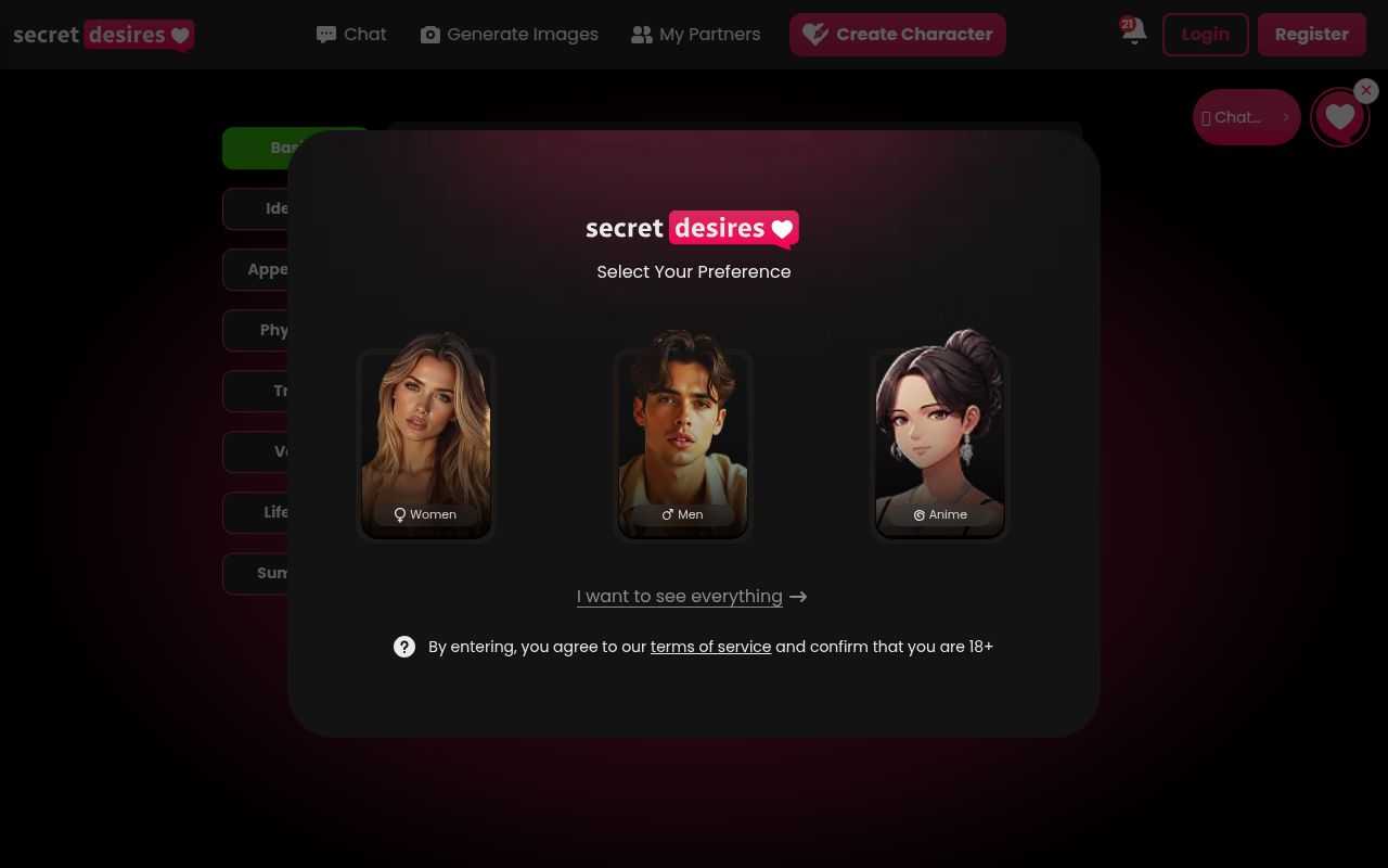 Screenshot of Secret desires