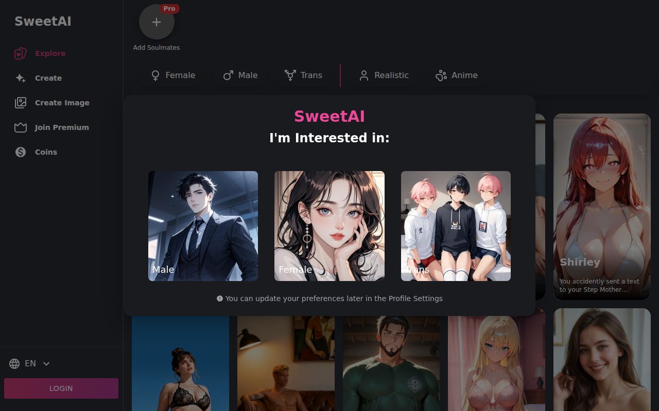 Screenshot of Sweetai