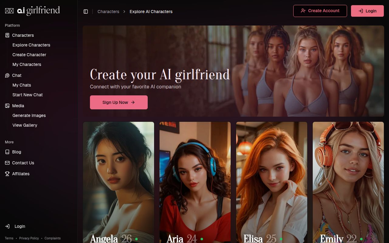 Screenshot of Ai girlfriend