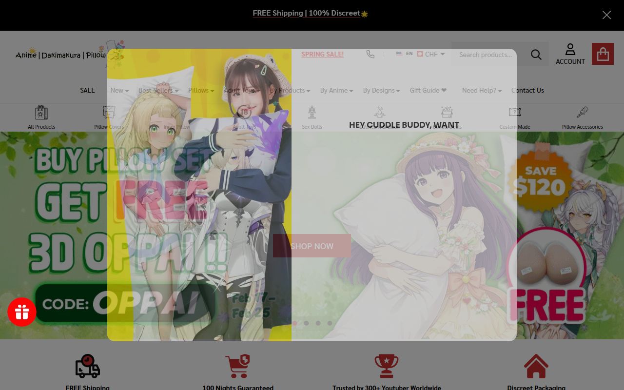 Screenshot of Anime dakimakura pillow