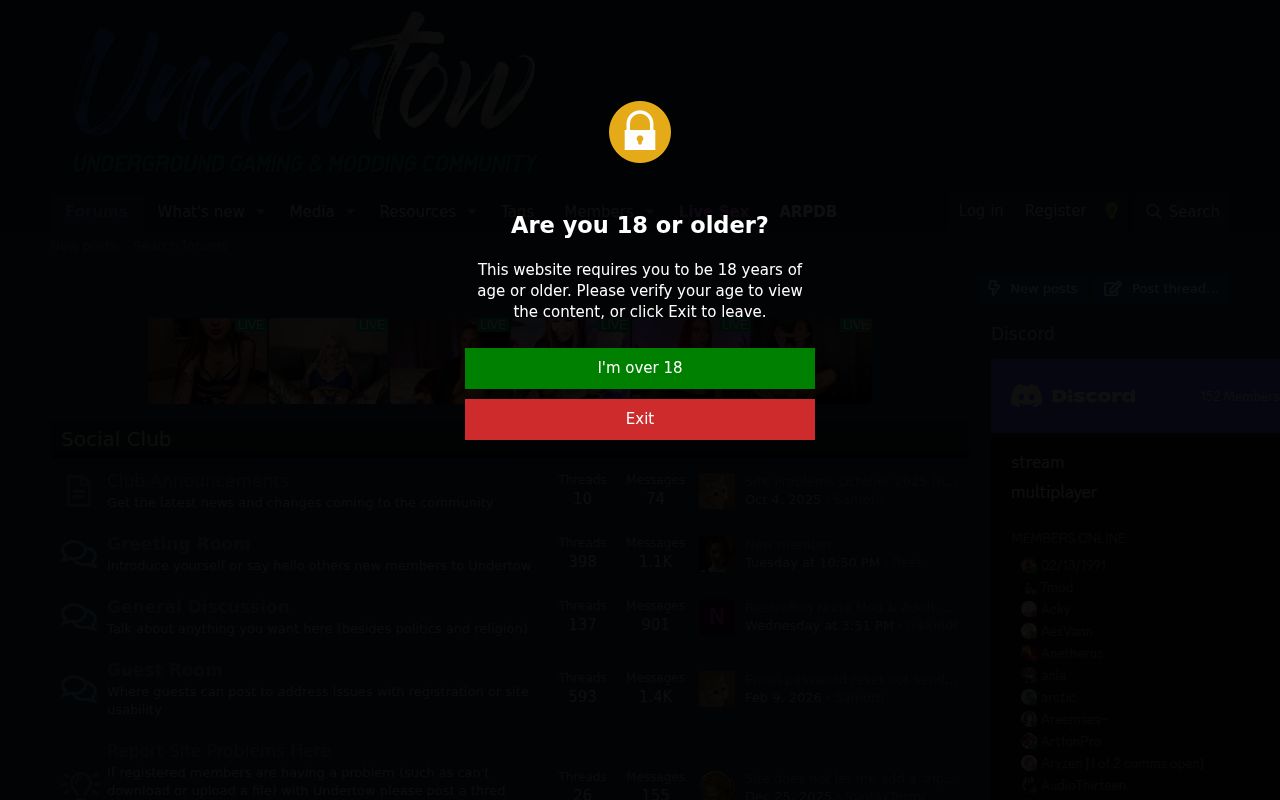 Screenshot of Undertow club