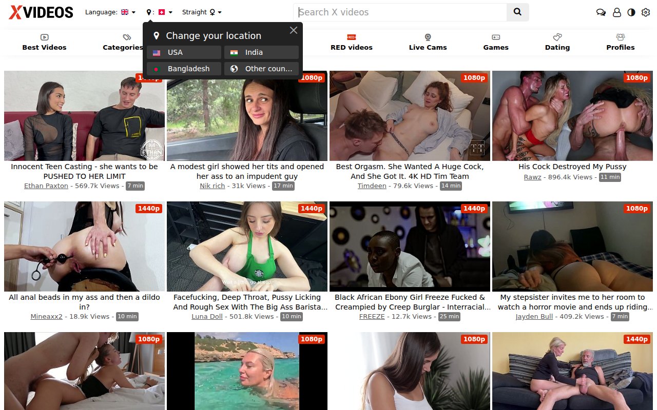 Screenshot of XVideos