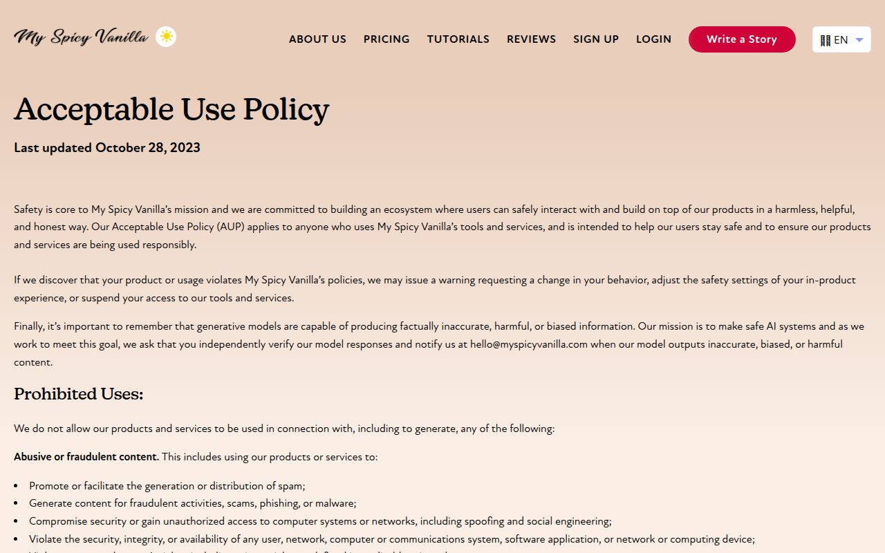 Screenshot of My spicy vanilla