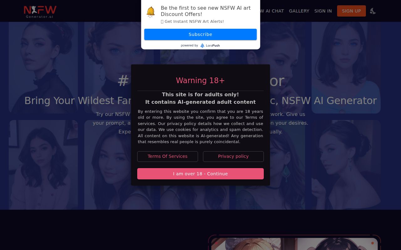 Screenshot of Nsfw art generator