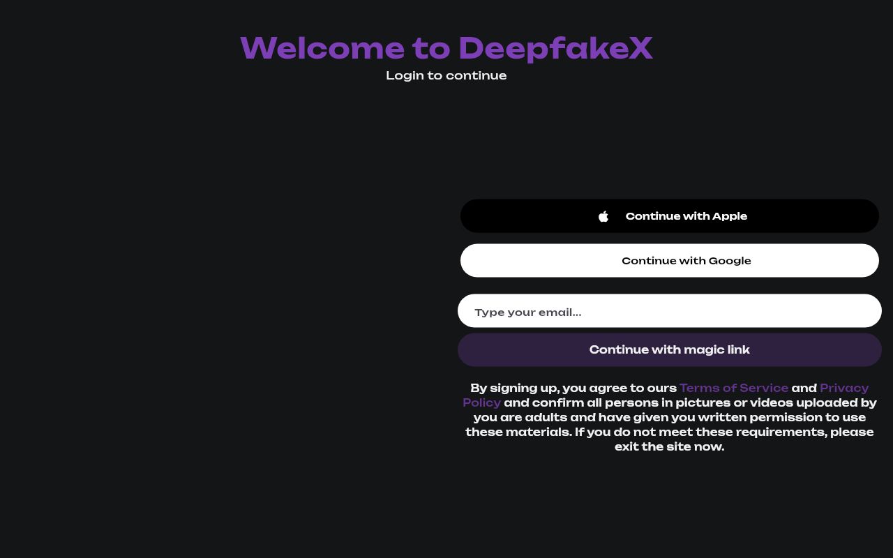 Screenshot of Deepfakex