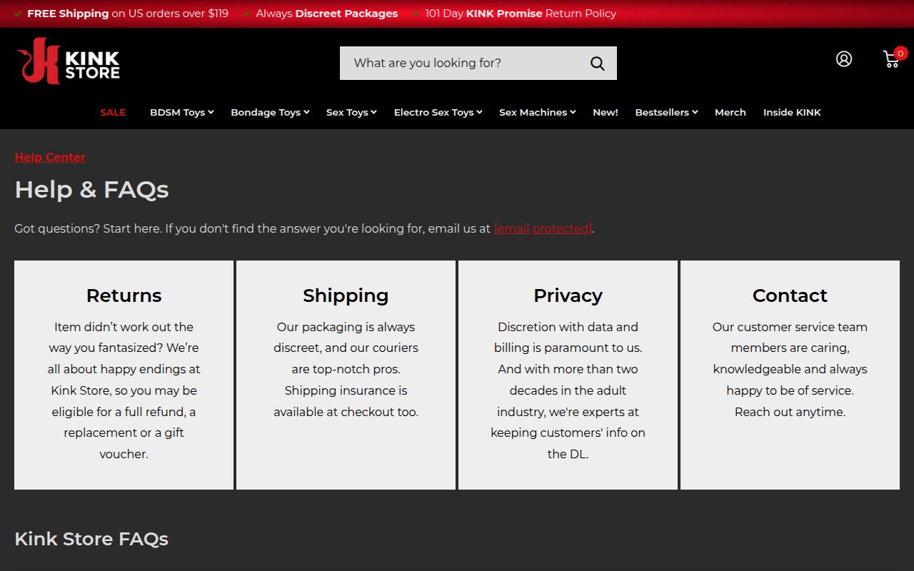 The kink store screenshot