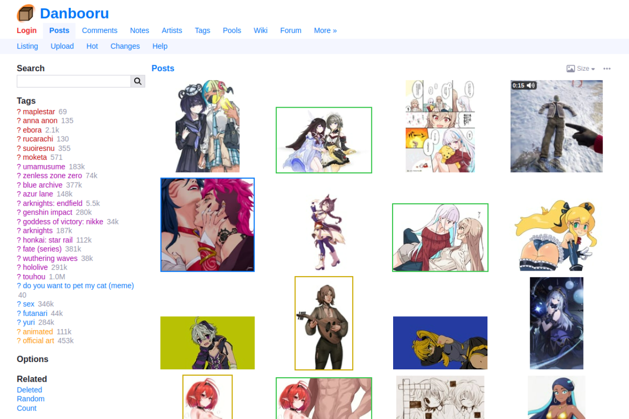 Screenshot of Danbooru