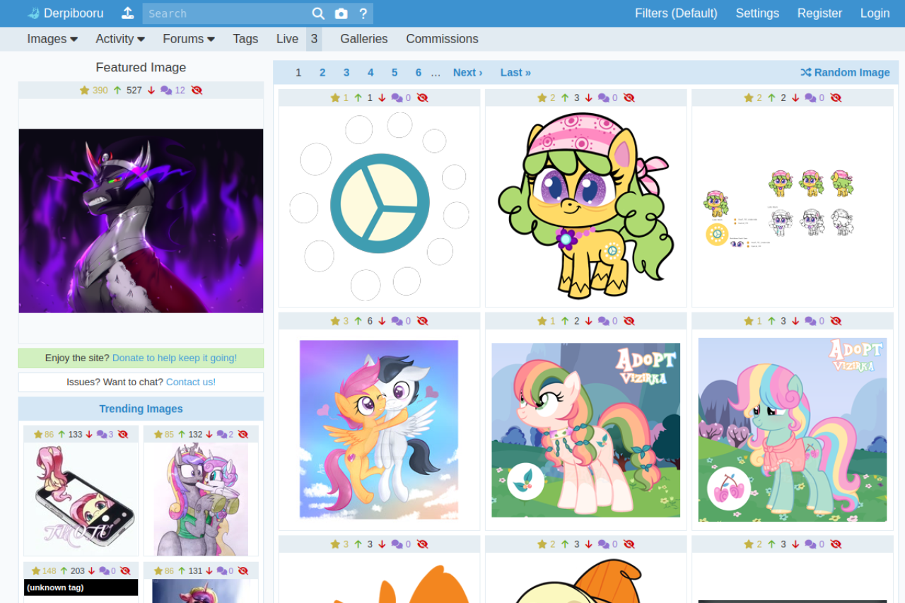 Screenshot of Derpibooru