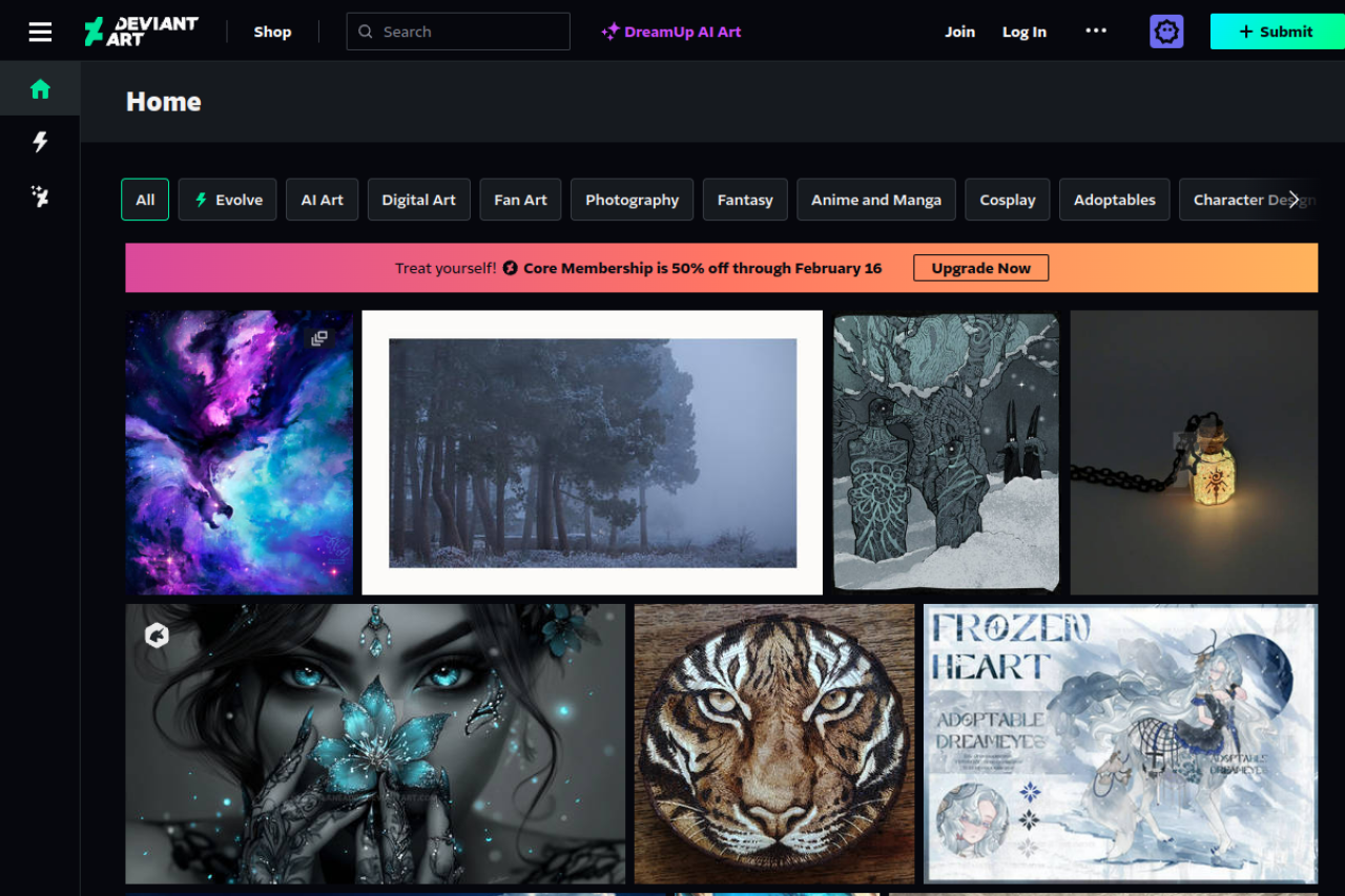 Screenshot of Deviantart